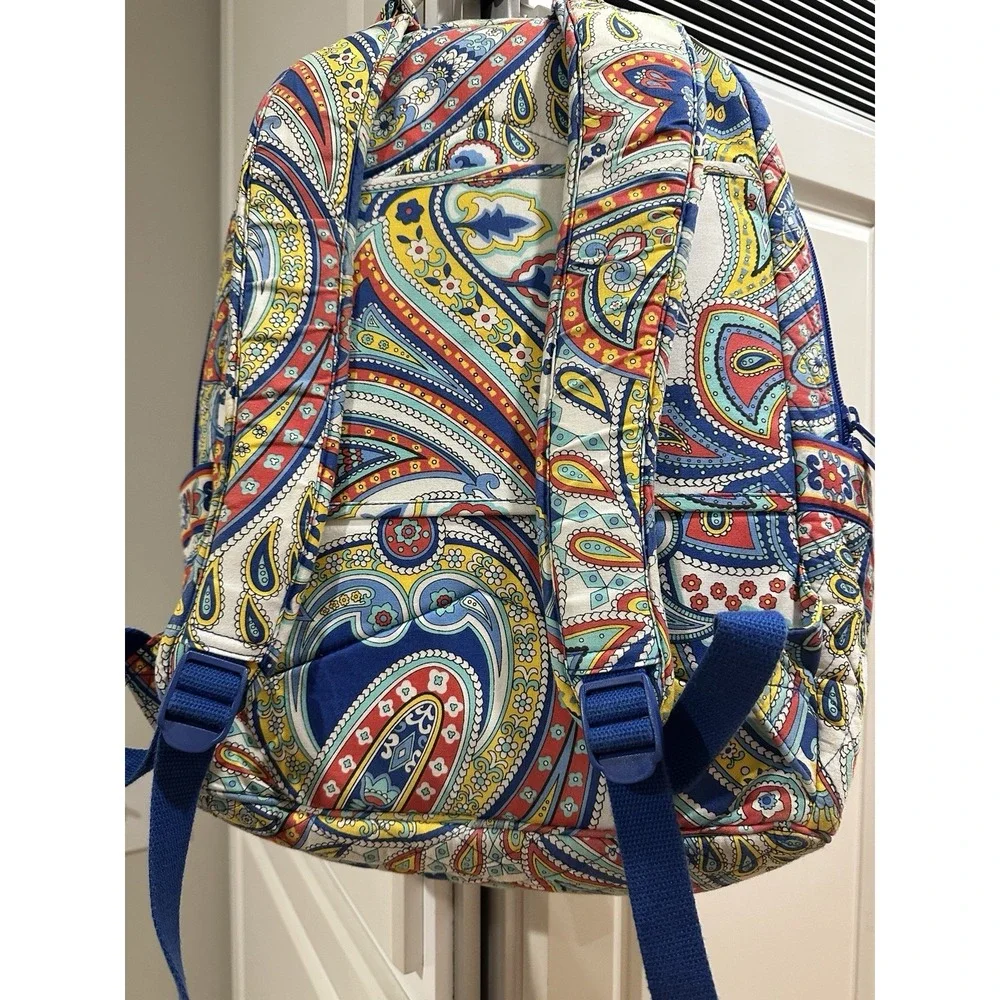 Vera Bradley Marina Paisley Full Size Backpack Retired Quilted Cotton Laptop Bag